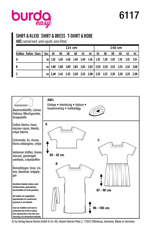 Shirt und Kleider mit Carrée-Ausschnitt #6117