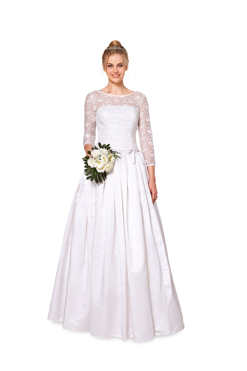 Korsagenkleid, Brautkleid, Spitzenoberteil und Tüllunterrock F/S 2015 #6776