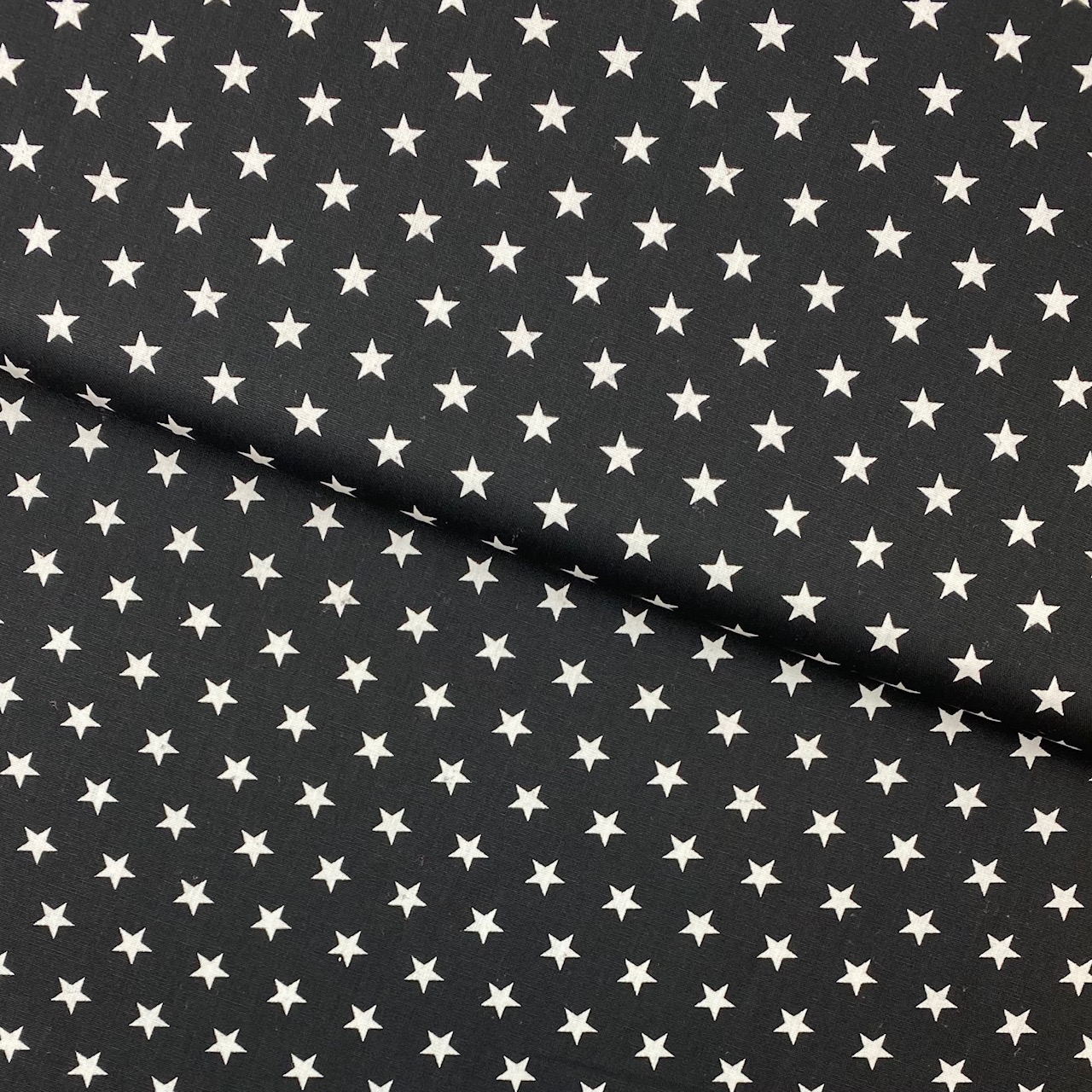 Baumwollpopeline, Sterne, schwarz. Art. SW11380