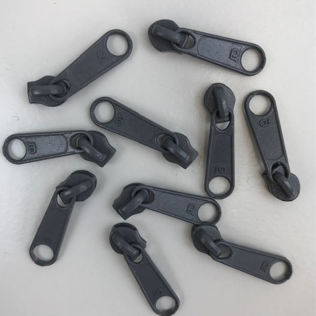 Zipper Schieber für Endlosreißverschluss 3 mm Union Knopf, grau. Art. 4511-76