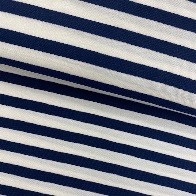 Feiner Strickstoff aus Viskose, Design-Linie, blau/weiß. Art. 1204-03