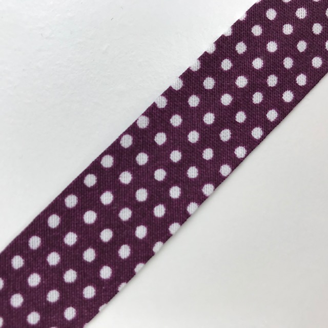 Baumwollpopeline - Schrägband, Punkte, violett/weiß. Art. SW11675