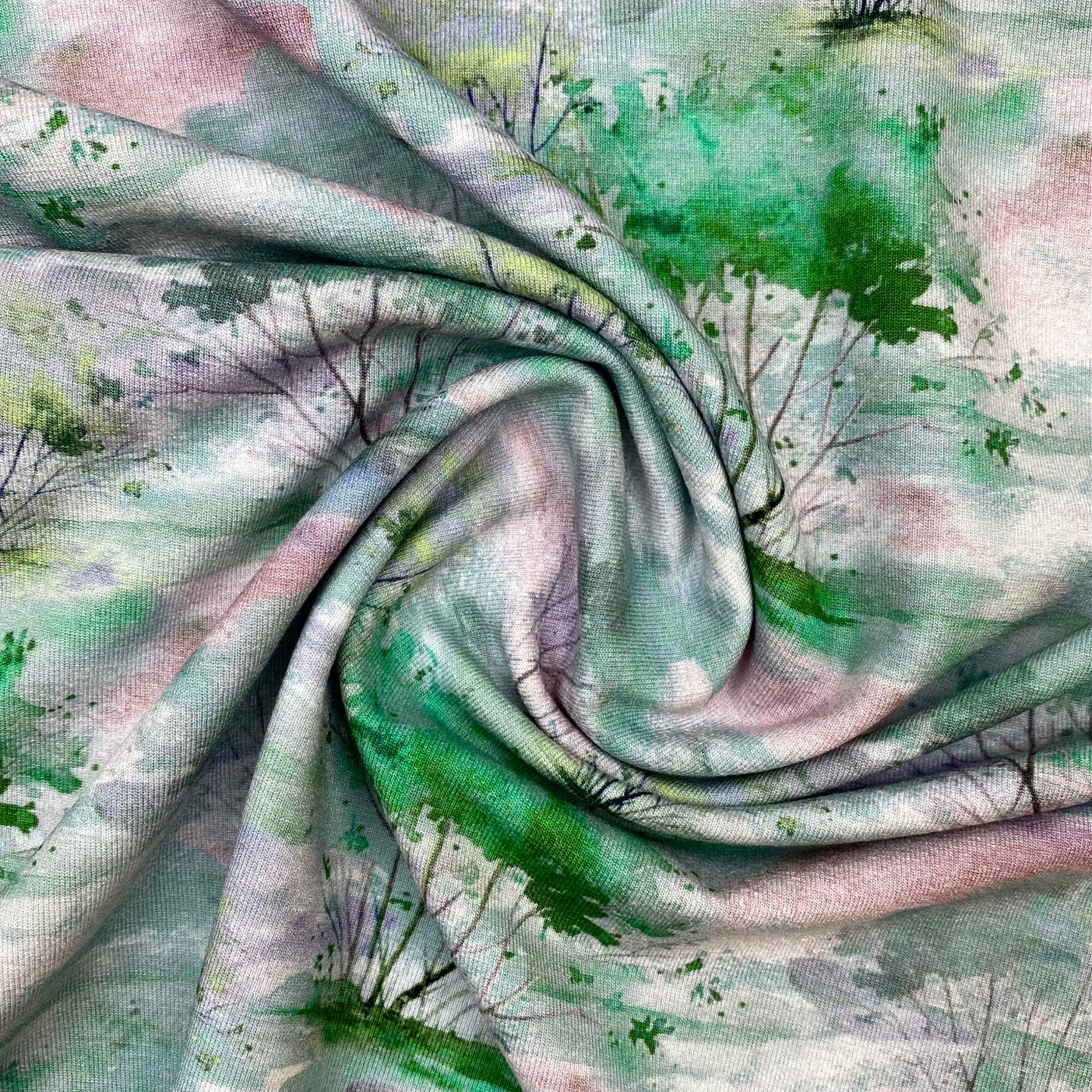 Viskosenjersey, Digital Druck, Bäume, mint.  Art. 4865/426