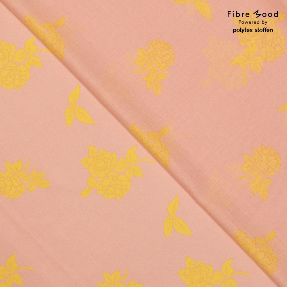 Fibre Mood, Feiner Baumwollpopelin, rosa/gelb. Art. FM310174