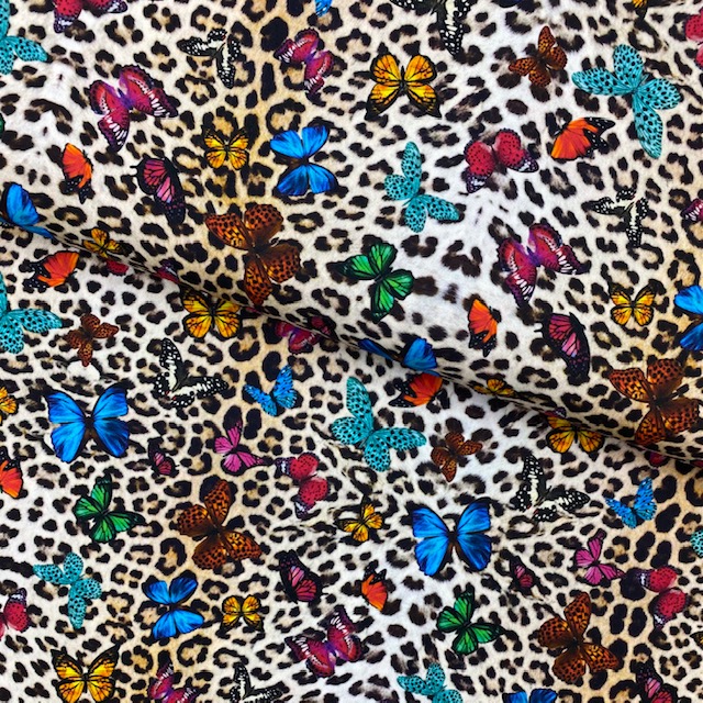 Baumwollpopelin, Stenzo, Animalprint mit Schmetterlinge. Art. SW11413