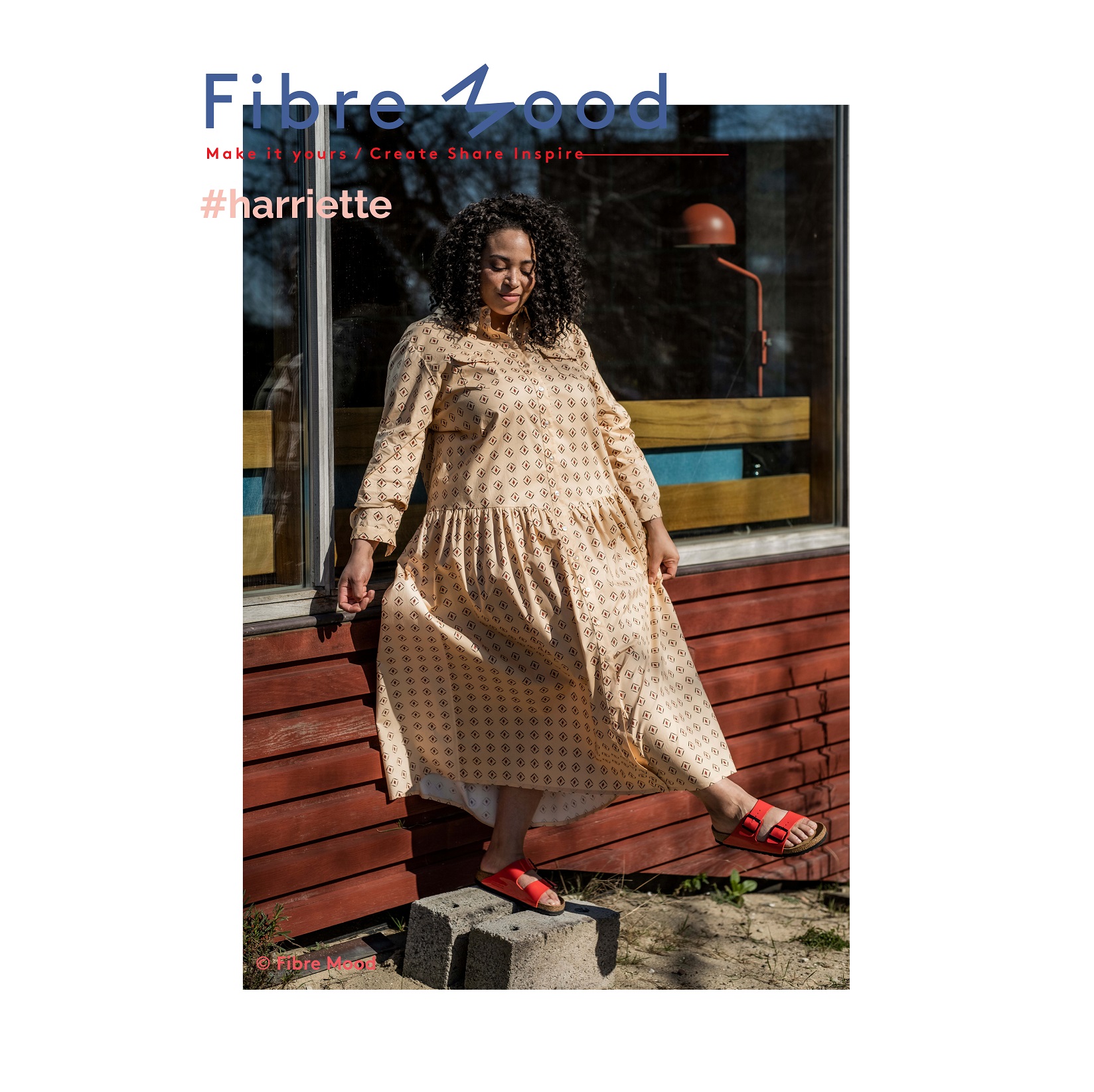 Fibre Mood #Harriette, Feiner Baumwollsatin, beige/rot. Art. FM310171