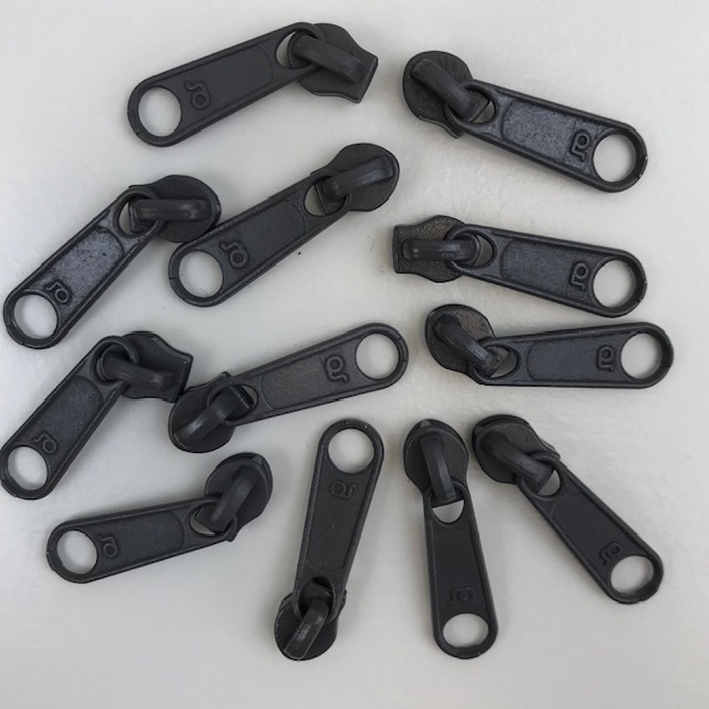 Zipper Schieber für Endlosreißverschluss 3 mm Union Knopf, dunkelgrau. Art. 4511-78