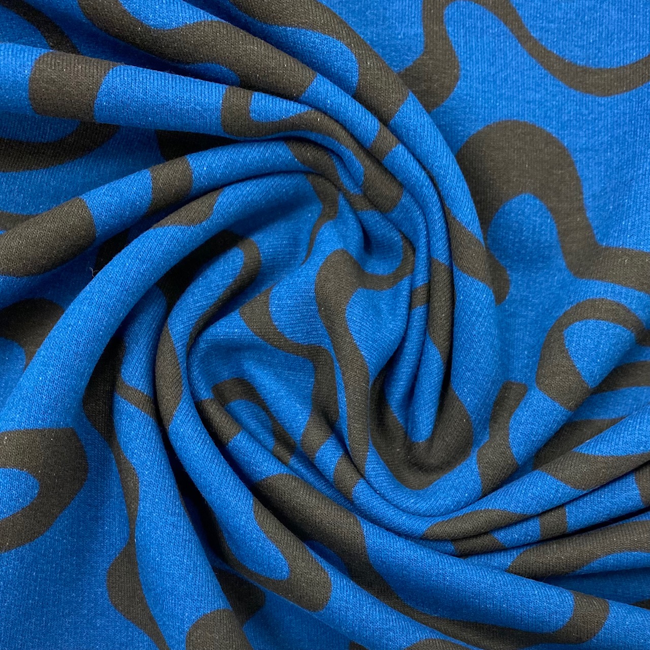 Soft Sweat, angeraut, Absrakt, blau/schwarz.  Art. 09400.024