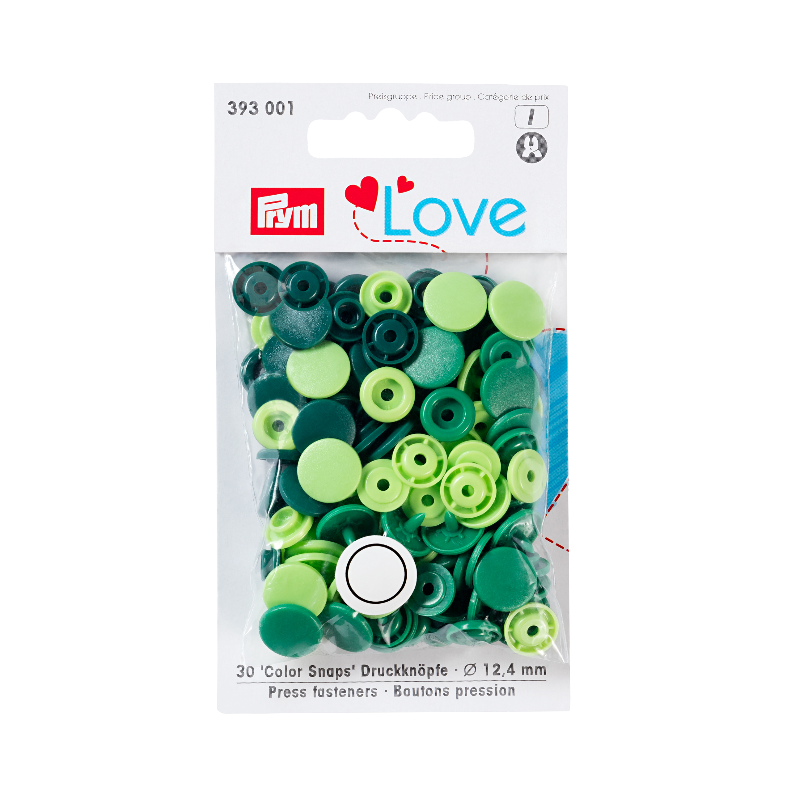 Druckknopf Color Snaps, grün, "Prym-Love", Prym - Art. 393001