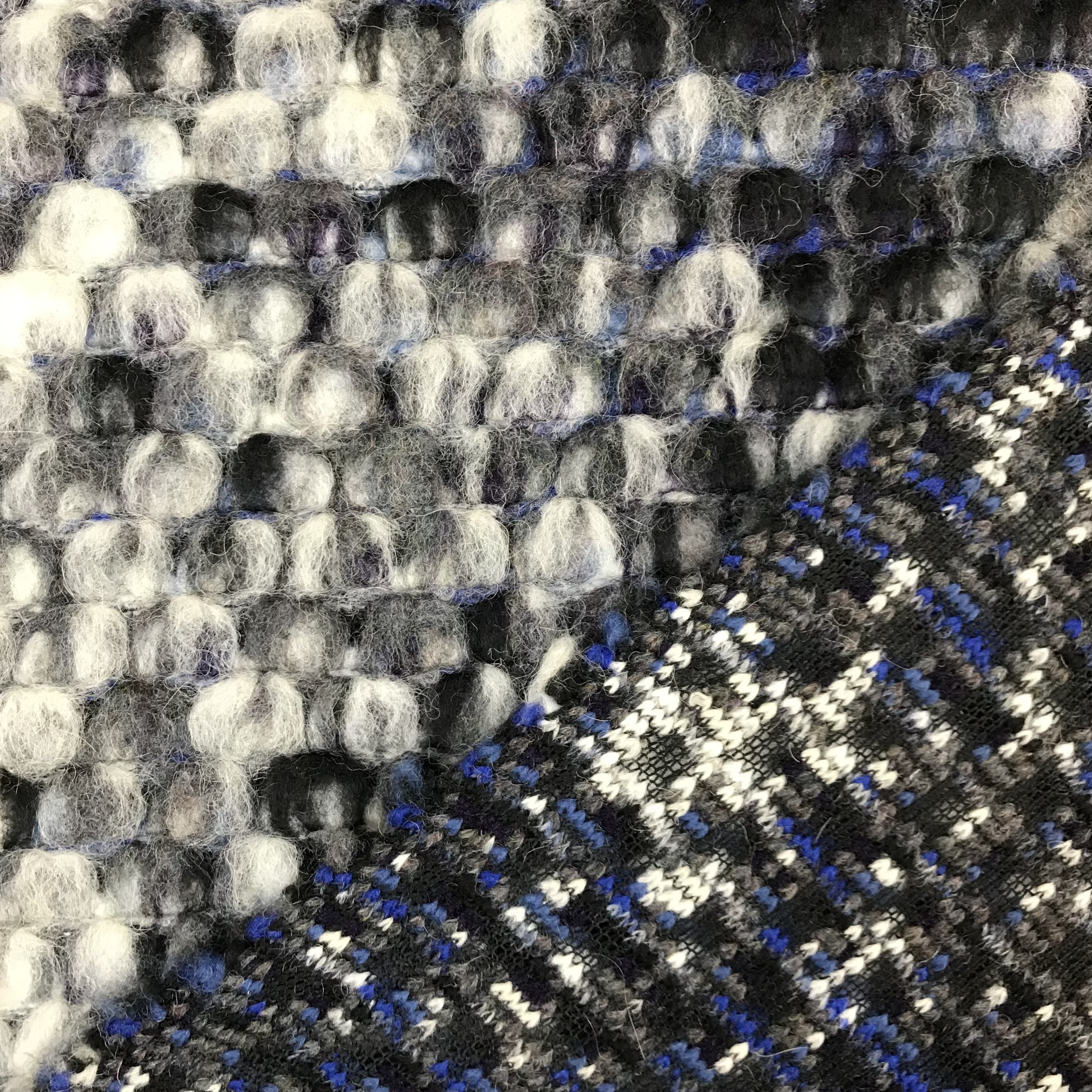 Strick-Bouclé Wollmix, grau/blau. Art. 480000