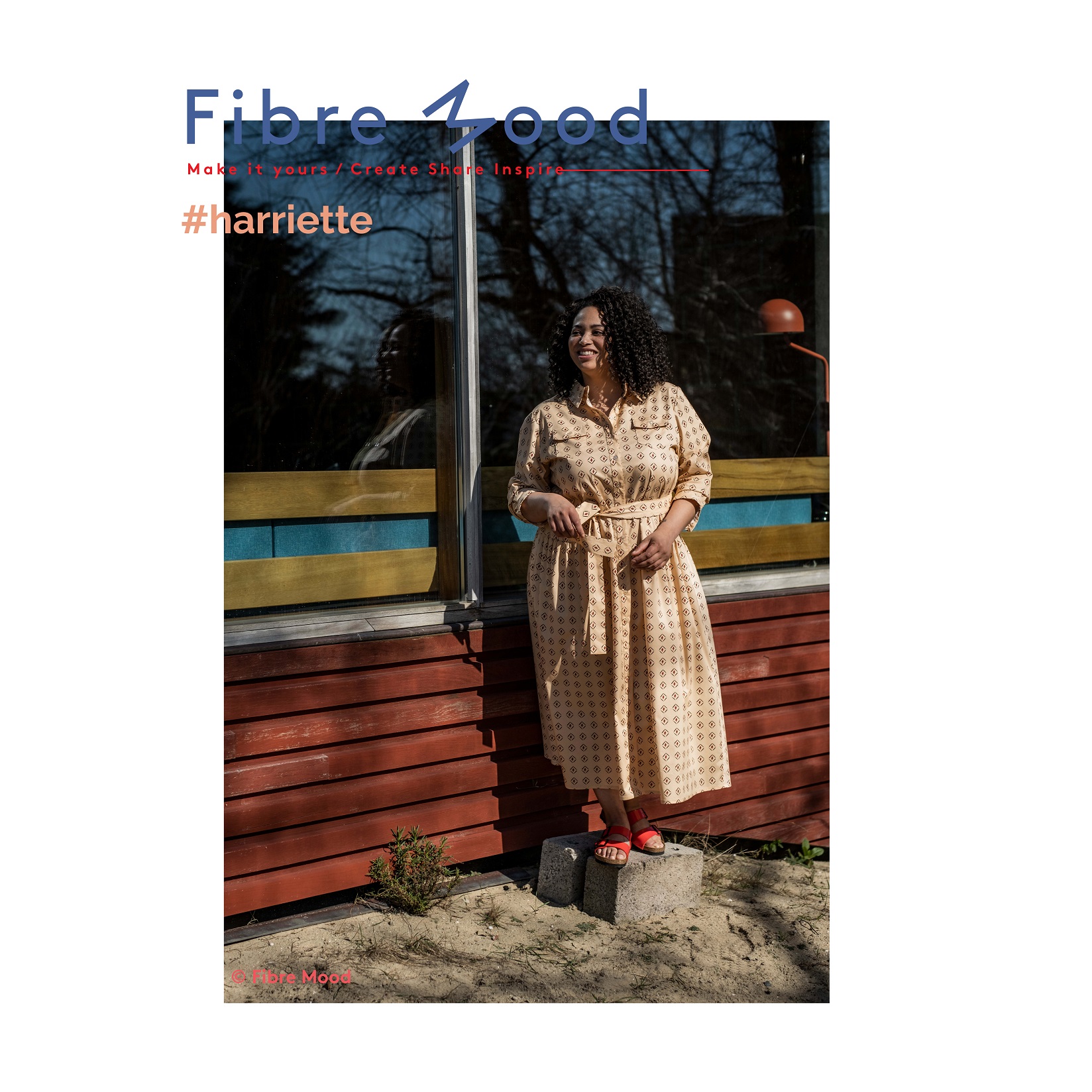 Fibre Mood #Harriette, Feiner Baumwollsatin, beige/rot. Art. FM310171